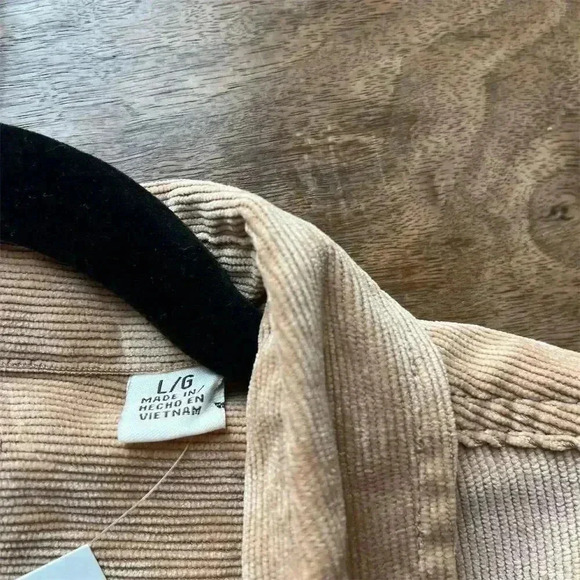 Weatherproof Brand Men's L Beige Vintage Corduroy Button-Up Shirt Long Sleeve - Picture 8 of 10